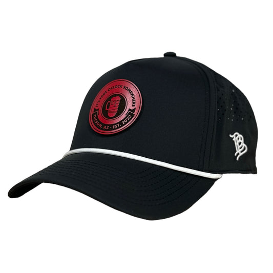 FADE OCLOCK LOGO RED LEATHER CURVED 5 PANEL PERFORMANCE BLACK